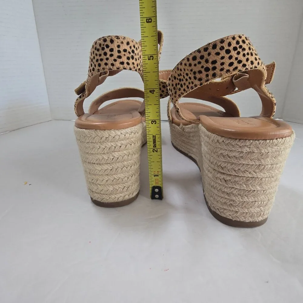 J.Crew Leopard Print Calf Hair Wedge Espadrille Sandals 8.5